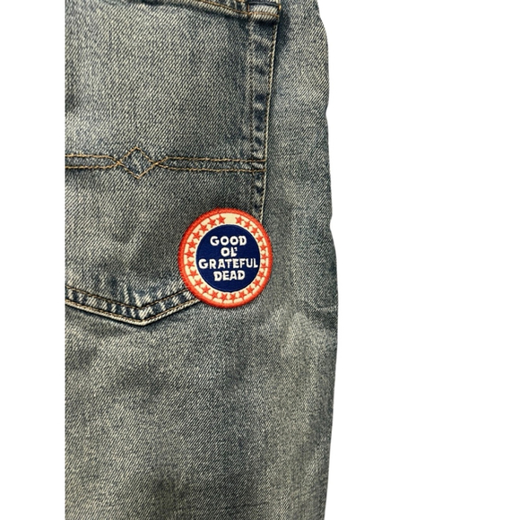 Lucky Brand Grateful Dead NWT Size 33 Denim Jean Loose Shorts Patches Embroidery - Picture 9 of 11